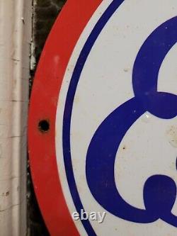 Vintage Esso Porcelain Sign Car Motor Oil Gas Station Service Pump Plate Lube