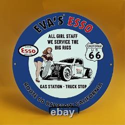 Vintage Evas Esso Route Gasoline Porcelain Motor Oil Gas Station Pump Plate Sign