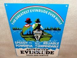 Vintage Evinrude Outboard Boat Motor Sales Service 12 Metal Gasoline & Oil Sign