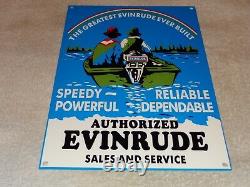 Vintage Evinrude Outboard Boat Motor Sales Service 12 Metal Gasoline & Oil Sign