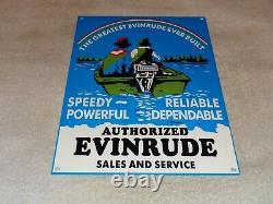 Vintage Evinrude Outboard Boat Motor Sales Service 12 Metal Gasoline & Oil Sign