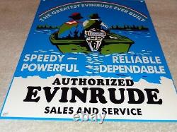 Vintage Evinrude Outboard Boat Motor Sales Service 12 Metal Gasoline & Oil Sign