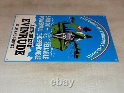 Vintage Evinrude Outboard Boat Motor Sales Service 12 Metal Gasoline & Oil Sign