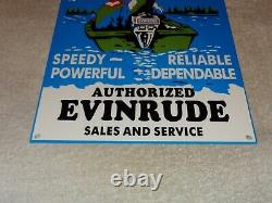 Vintage Evinrude Outboard Boat Motor Sales Service 12 Metal Gasoline & Oil Sign