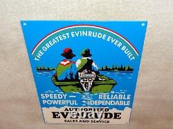 Vintage Evinrude Outboard Boat Motor Sales Service 12 Metal Gasoline & Oil Sign