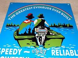 Vintage Evinrude Outboard Boat Motor Sales Service 12 Metal Gasoline & Oil Sign