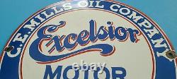 Vintage Excelsior Porcelain Mills Oil Company Service Station Pump Lubester Sign