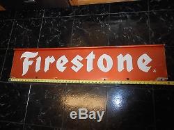 Vintage FIRESTONE TIRES Advertising 2-Sided GAS OIL ORANGE Advertising Sign