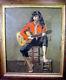 Vintage French Girl With Guitar Original Oil Painting Signed L. O'toole Paris'51