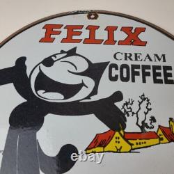 Vintage Felix Coffee Sign Cream Coffee Advertising Gas Oil Pump Sign