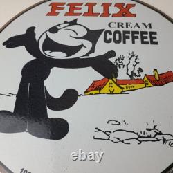 Vintage Felix Coffee Sign Cream Coffee Advertising Gas Oil Pump Sign