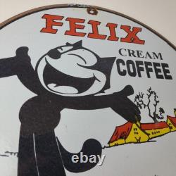 Vintage Felix Coffee Sign Cream Coffee Advertising Gas Oil Pump Sign