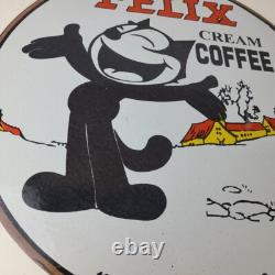 Vintage Felix Coffee Sign Cream Coffee Advertising Gas Oil Pump Sign
