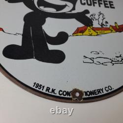 Vintage Felix Coffee Sign Cream Coffee Advertising Gas Oil Pump Sign