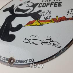 Vintage Felix Coffee Sign Cream Coffee Advertising Gas Oil Pump Sign