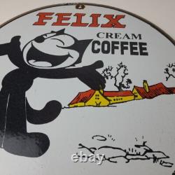 Vintage Felix Coffee Sign Cream Coffee Advertising Gas Oil Pump Sign