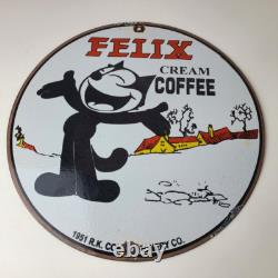 Vintage Felix Coffee Sign Cream Coffee Advertising Gas Oil Pump Sign