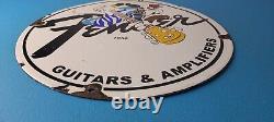Vintage Fender Sign Guitars Amplifiers Music Porcelain Gas Station Sign
