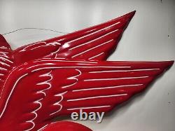 Vintage Fiberglass 48 x 36 Mobil Pegasus Horse Logo Sign Red