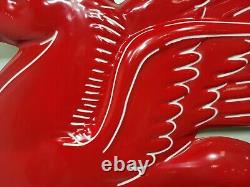 Vintage Fiberglass 48 x 36 Mobil Pegasus Horse Logo Sign Red