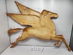 Vintage Fiberglass 48 x 36 Mobil Pegasus Horse Logo Sign Red