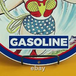 Vintage Fina American Petrofina Porcelain Enamel Gas Oil Station Pump Oil Sign