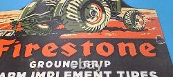 Vintage Firestone Tires Porcelain Gas Farm Implements Service Station Pump Sign