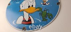 Vintage Fish Market Sign Porcelain Walt Disney Grocery Store Gas Oil Pump Sign