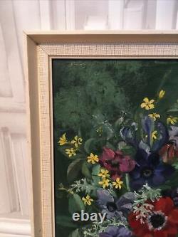 Vintage Floral Still Life Oil Painting Anemones Signed Bloomsbury Look