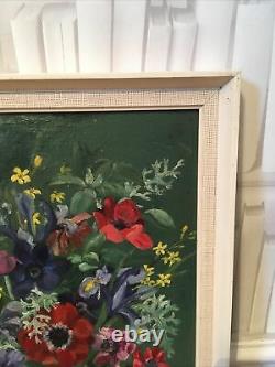 Vintage Floral Still Life Oil Painting Anemones Signed Bloomsbury Look