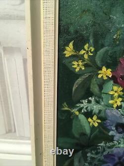 Vintage Floral Still Life Oil Painting Anemones Signed Bloomsbury Look