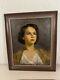 Vintage Florence Walsh Signed Oil On Board Portrait Painting Of Woman