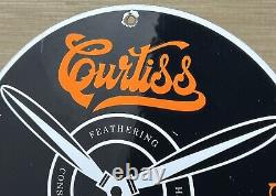 Vintage Fly Curtiss Porcelain Sign Gas Station Pump Plate Motor Oil Auto