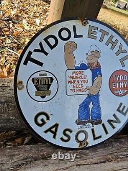 Vintage Flying A Gasoline Porcelain Gas Tydol Service Station Pump Plate Sign