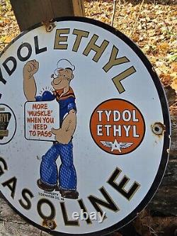 Vintage Flying A Gasoline Porcelain Gas Tydol Service Station Pump Plate Sign