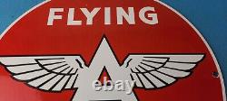 Vintage Flying A Gasoline Sign Porcelain Super Extra Aviation Gas Pump Sign