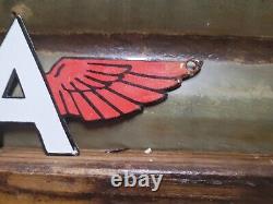 Vintage Flying A Porcelain Sign Motor Oil Gas Station Service Garage Diecut