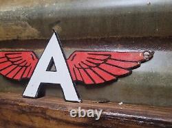 Vintage Flying A Porcelain Sign Motor Oil Gas Station Service Garage Diecut