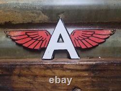 Vintage Flying A Porcelain Sign Motor Oil Gas Station Service Garage Diecut