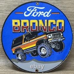 Vintage Ford Bronco Porcelain Sign Gas Automobile Service Motor Co Trucks Dealer