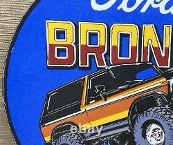 Vintage Ford Bronco Porcelain Sign Gas Automobile Service Motor Co Trucks Dealer