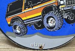 Vintage Ford Bronco Porcelain Sign Gas Automobile Service Motor Co Trucks Dealer