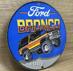 Vintage Ford Bronco Porcelain Sign Gas Automobile Service Motor Co Trucks Dealer