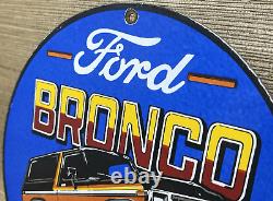 Vintage Ford Bronco Porcelain Sign Gas Automobile Service Motor Co Trucks Dealer