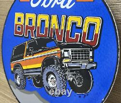 Vintage Ford Bronco Porcelain Sign Gas Automobile Service Motor Co Trucks Dealer