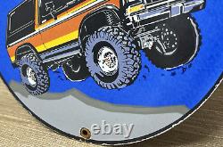 Vintage Ford Bronco Porcelain Sign Gas Automobile Service Motor Co Trucks Dealer
