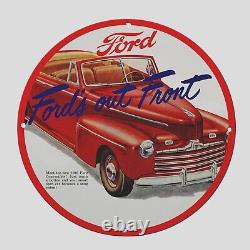 Vintage Ford Gasoline 1946 Oil Porcelain Gas Pump Sign