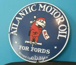 Vintage Ford Motor Co Porcelain Atlantic Gasoline Parrot Motor Oil Service Sign