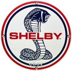Vintage Ford Shelby Cobra Porcelain Dealership Sign Gas Station Pump Plate Oil