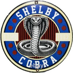 Vintage Ford Shelby Cobra Porcelain Dealership Sign Gas Station Pump Plate Oil